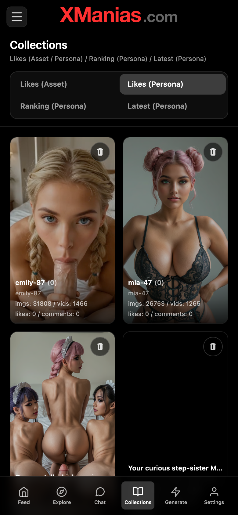 Collections with favorite personas on mobile